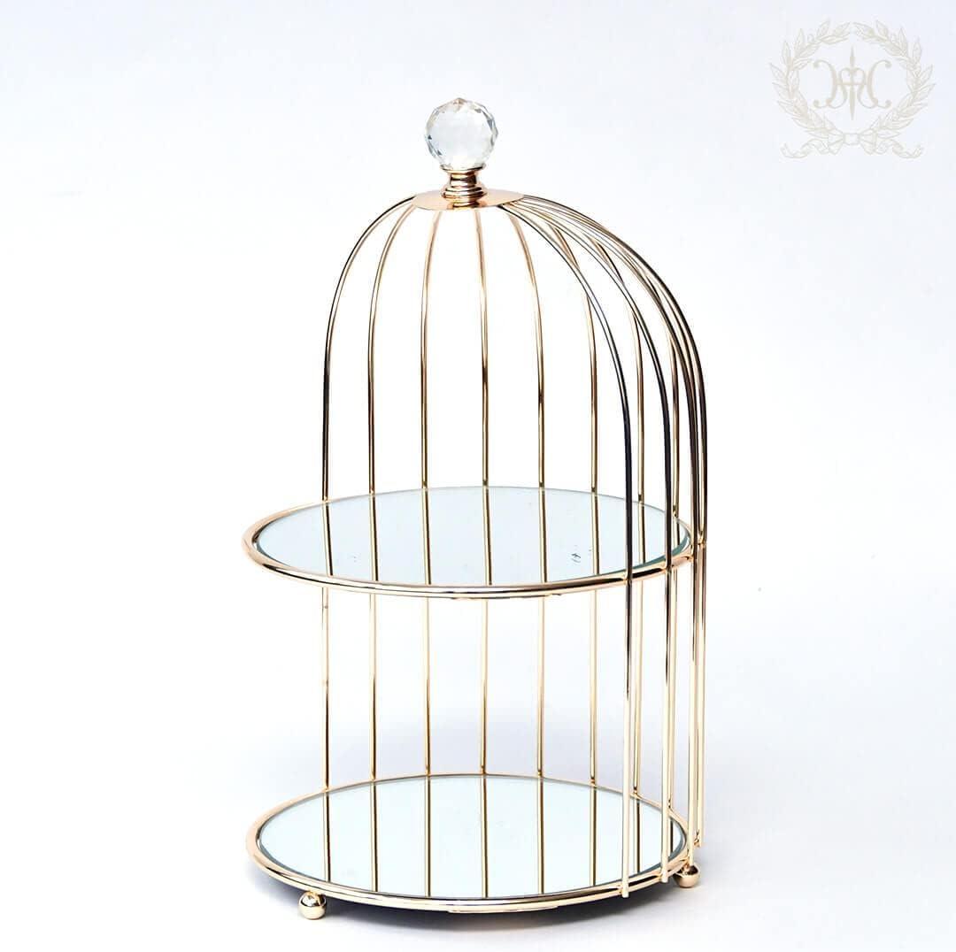 2-Tier Round Cage Vanity Storage