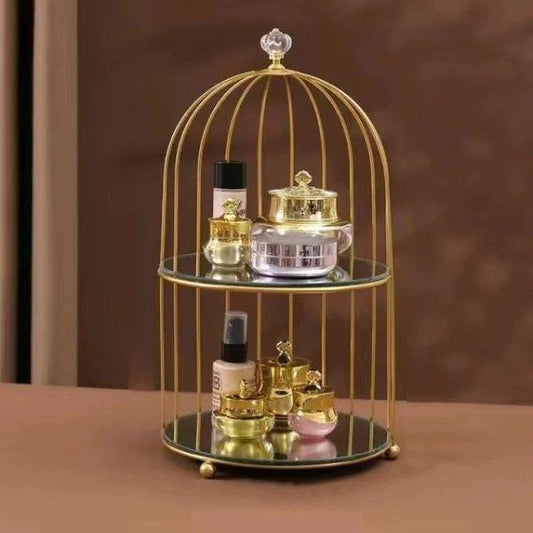 2-Tier Round Cage Vanity Storage