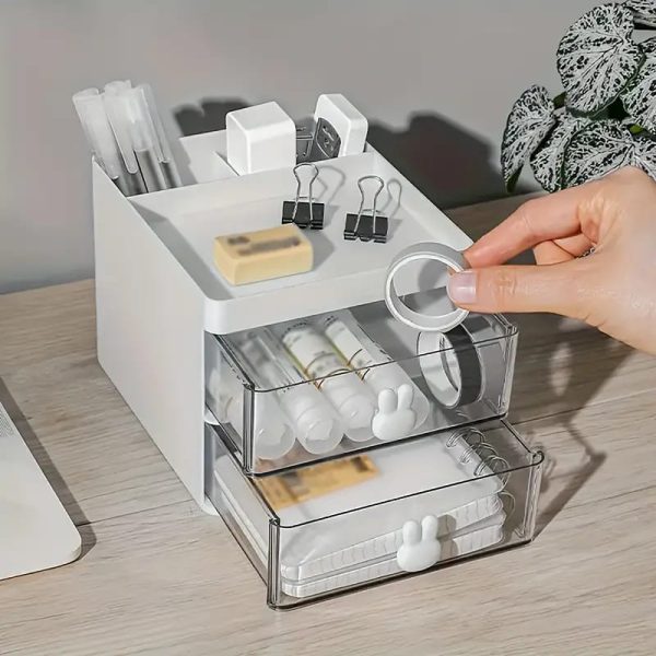Rabbit Handle Clear Desk Organizer- Perfect For makeup And Jewellery