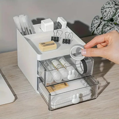 Rabbit Handle Clear Desk Organizer- Perfect For makeup And Jewellery