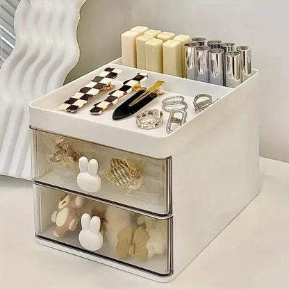 Rabbit Handle Clear Desk Organizer- Perfect For makeup And Jewellery